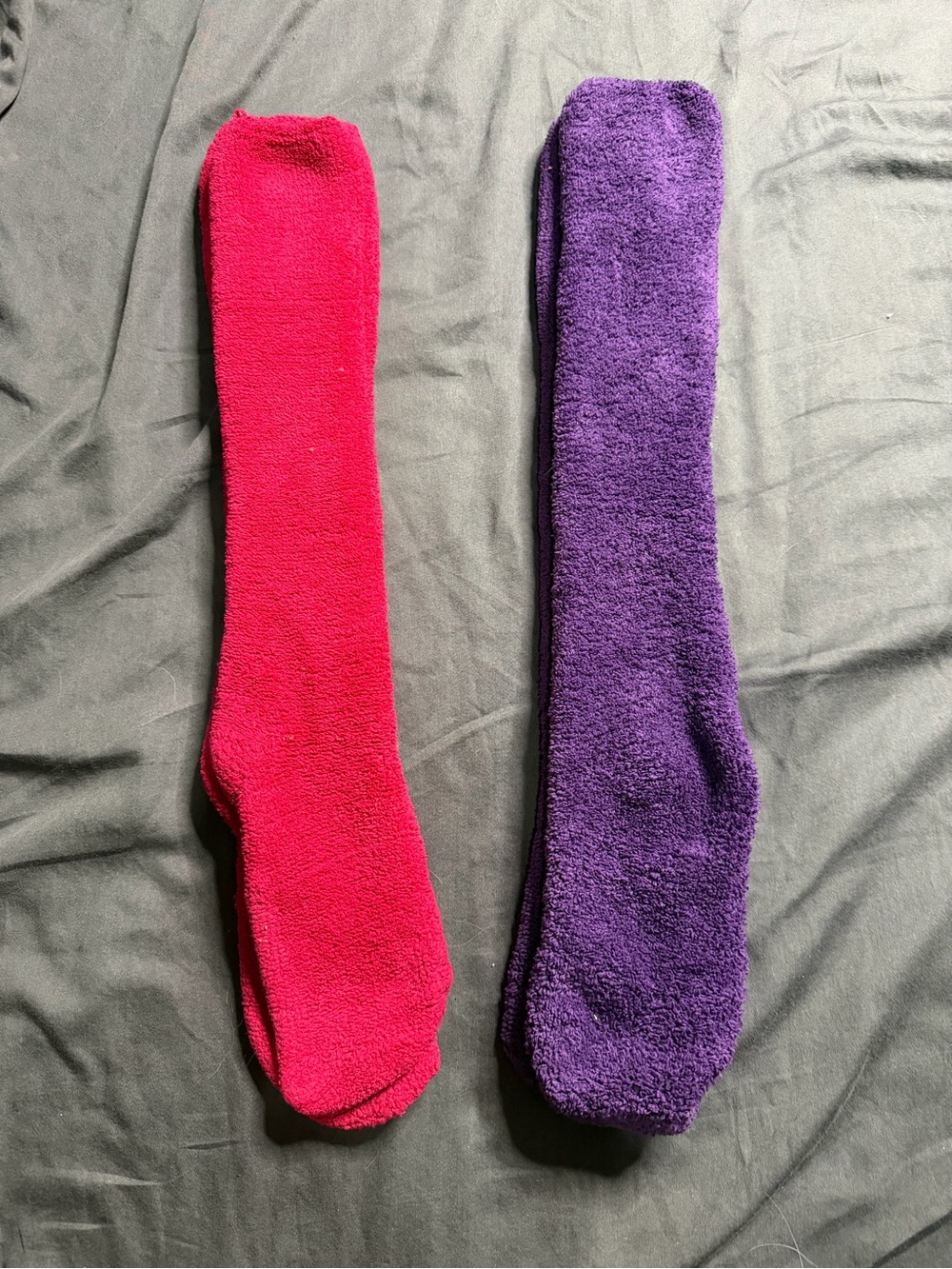 Cozy Fuzzy Knee-High Socks - Pink and Purple